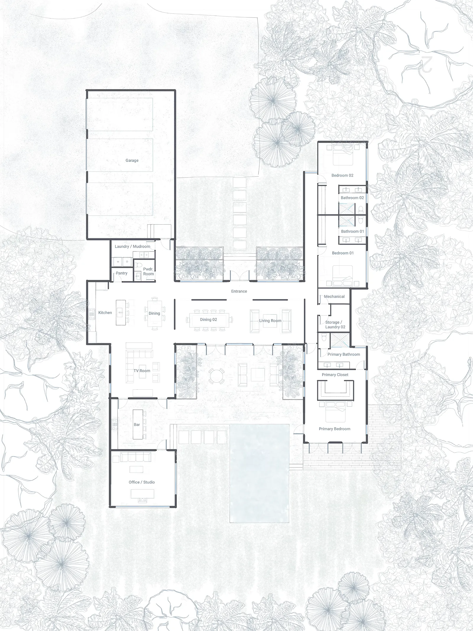 Floor plan with landscape