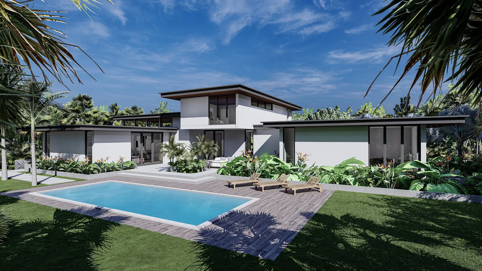 Pool and rear lawn