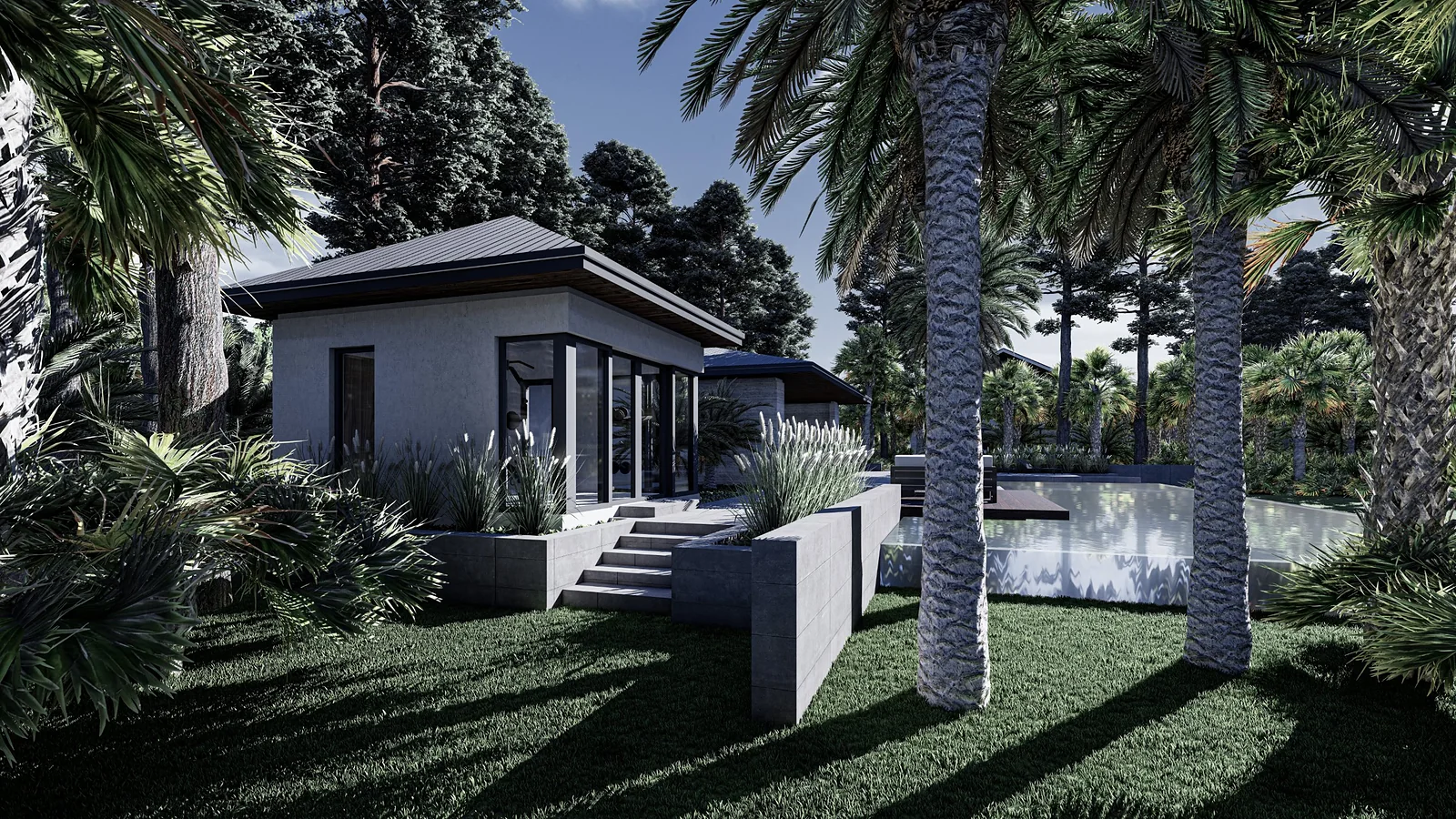Cabana set among palms